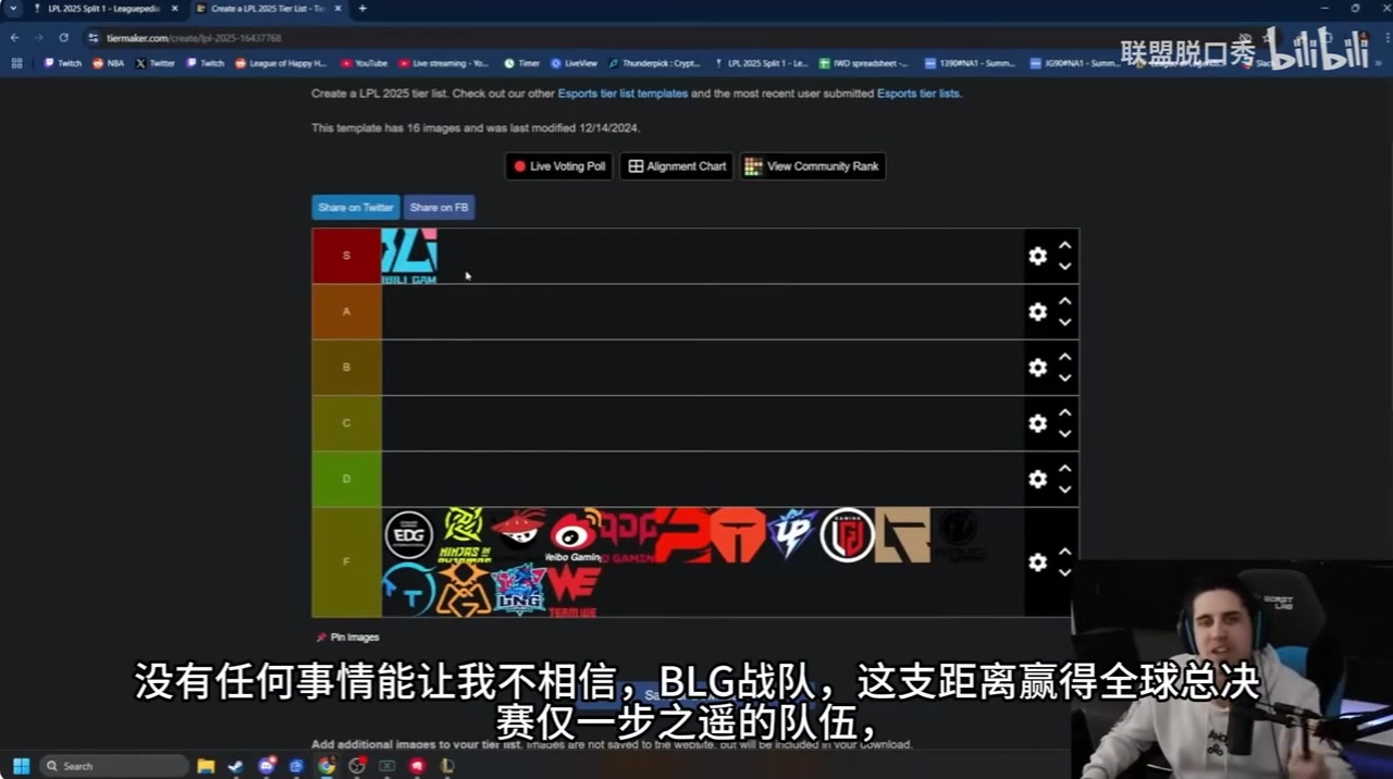 北美主播IWD排LPL新賽季隊(duì)伍：iG僅B級 BLG獨(dú)一檔S 滔搏AL微博A級